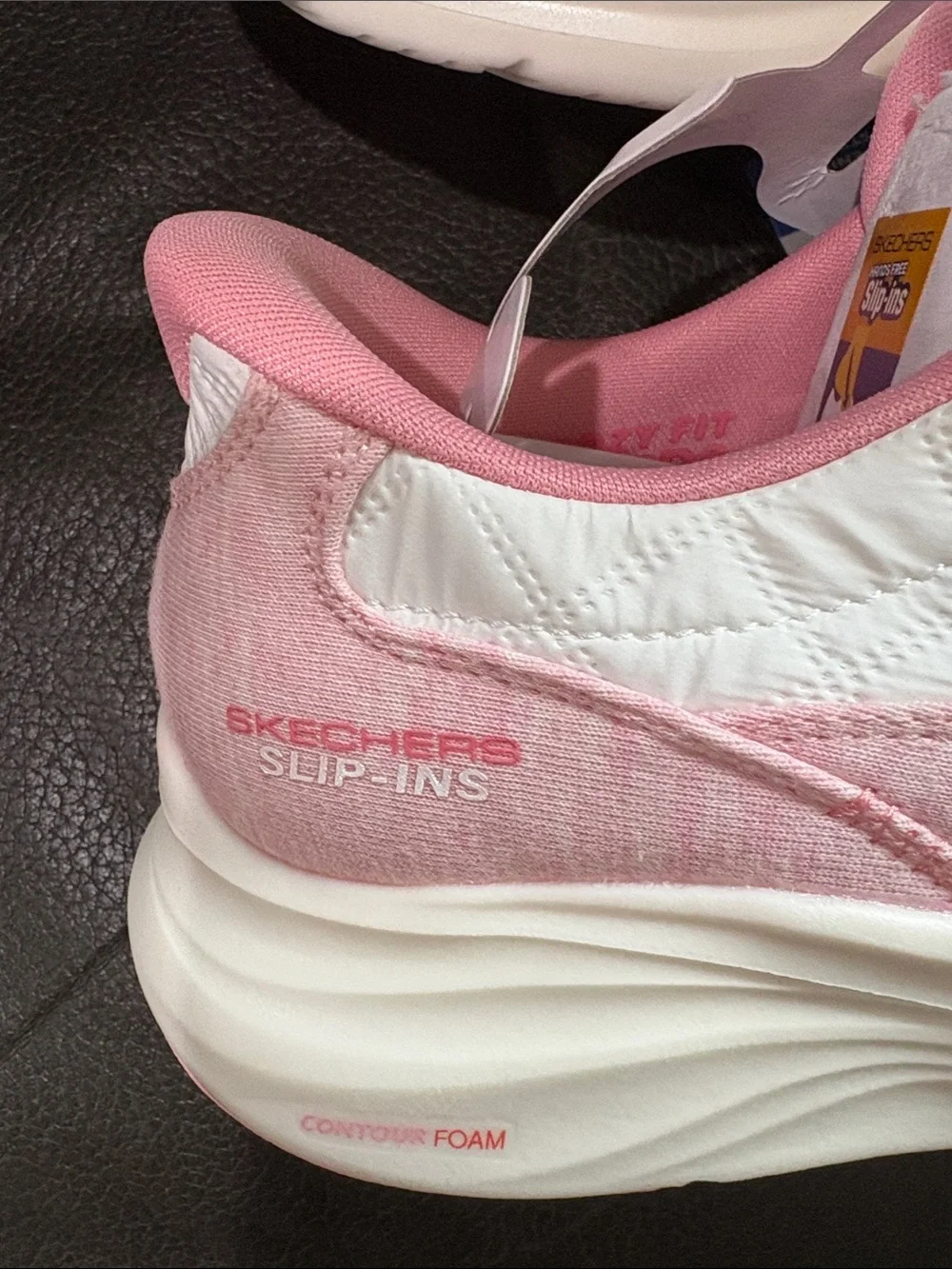 Sketchers hands free slip ins pink and white sneakers